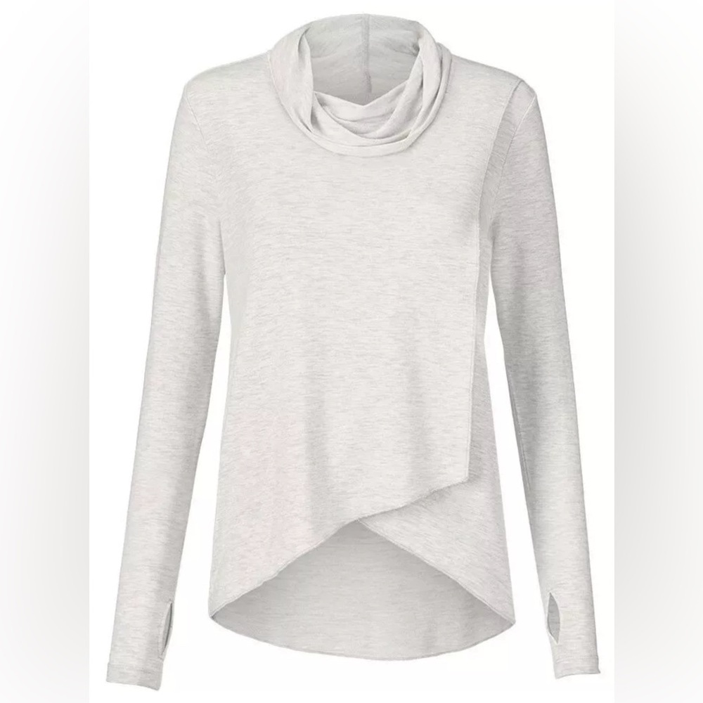 Cabi | Cowl Neck Draped Top Heather Gray Stretch Size Small